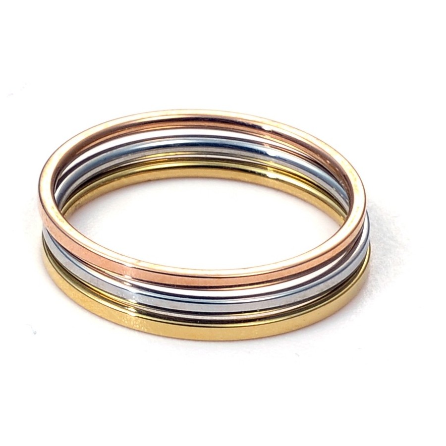 3 bagues en acier - couleur argent - doré - rosé - dimension 3,5x1,...