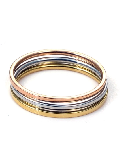 3 bagues en acier - couleur argent - doré - rosé - dimension 3,5x1,...
