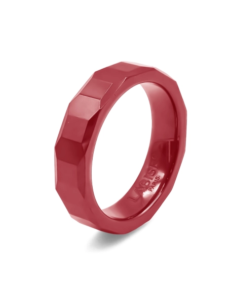 Bague en céramique rouge - facettée et finition brillante - 5mm - Taille 52 à 62