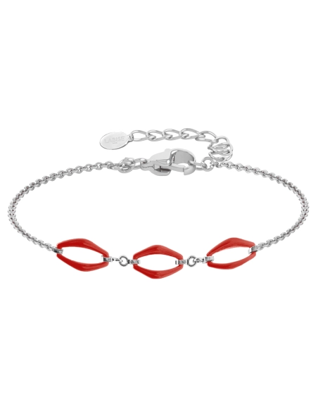 Bracelet acier - céramique rouge - 3 motifs 15mm - 15+5cm