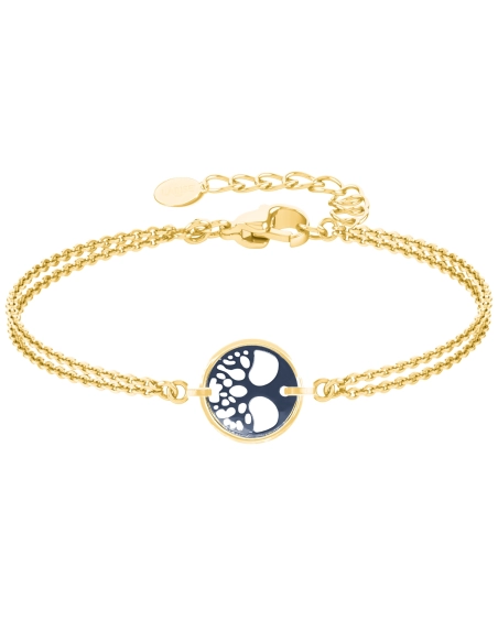 Bracelet acier - PVD doré - céramique bleue - arbre de vie 22mm - 15+5cm