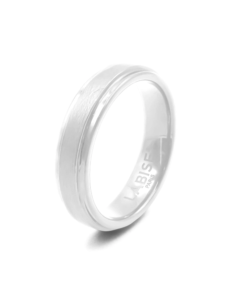Bague en céramique blanche - finition brillante et brossée - 5mm - Taille 50 à 64