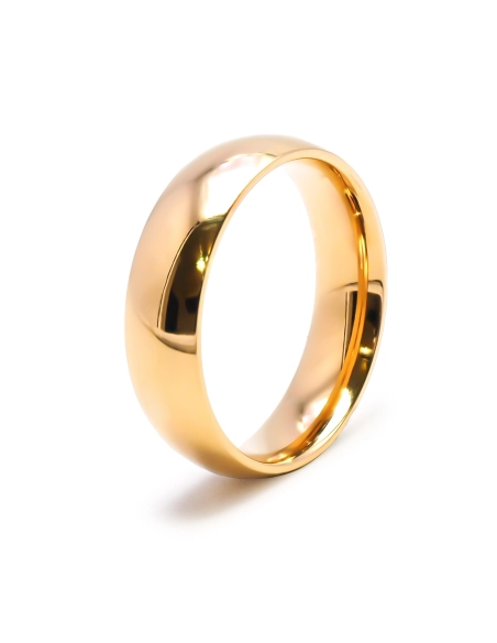 Anneau en acier PVD doré 6mm