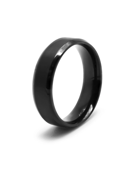Bague en acier PVD noir - 6mm