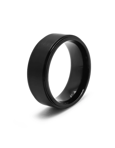 Bague en acier PVD noir - 8mm