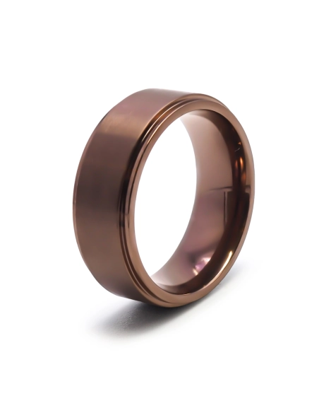 Bague en acier PVD marron - 8mm
