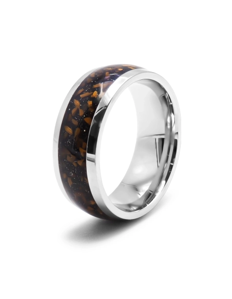 Bague en acier  - 8mm - bois