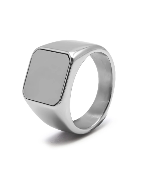 Chevalière en acier carré 14x14mm