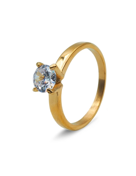 Bague en acier - zircon