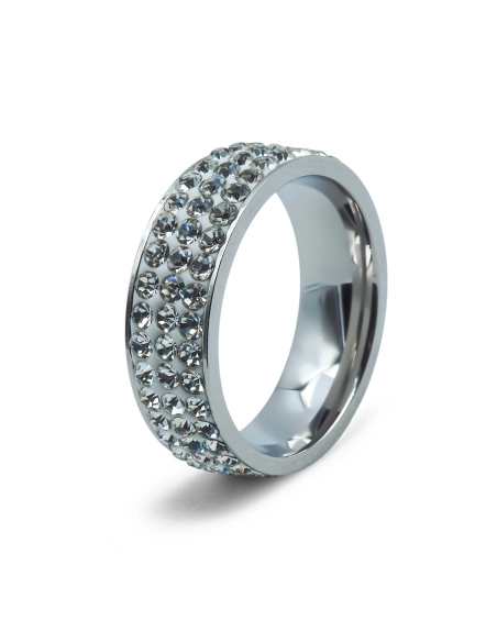 Bague en acier - strass