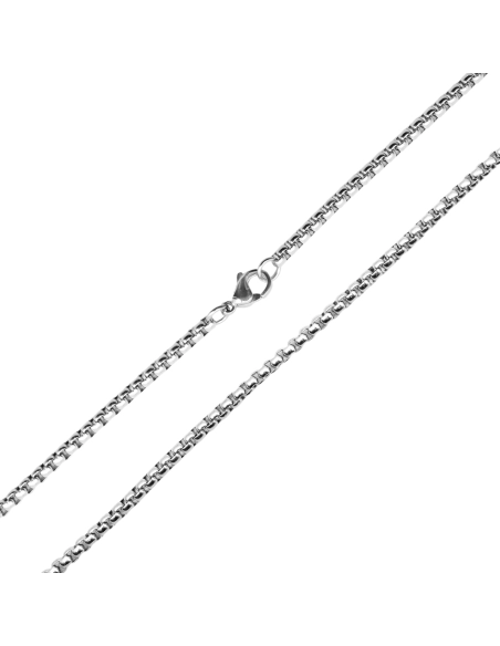 Chaine acier maille perles carrées - épaisseur 3mm - 50cm
