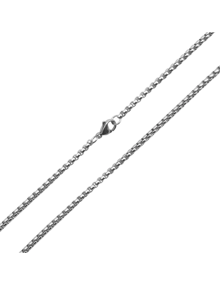 Chaine acier maille perles carrées - épaisseur 3mm - 55cm