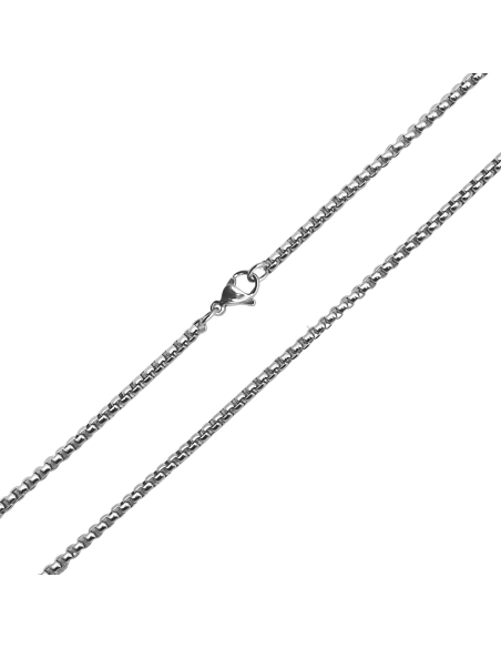 Chaine acier maille perles carrées - épaisseur 3mm - 60cm