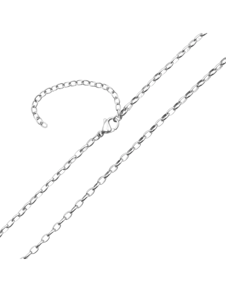 Chaîne acier maille forçat ronde - largeur 3mm - 40+10cm