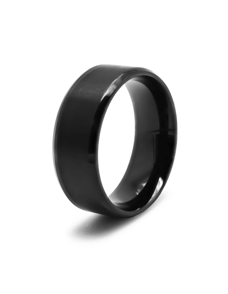 Bague en acier PVD noir - 8mm