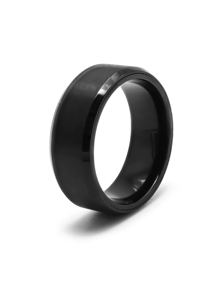 Bague en acier PVD noir antistress - 8mm