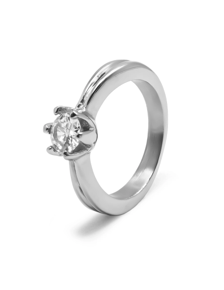 Bague en acier - zircon