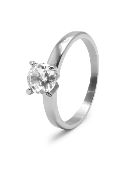 Bague en acier - zircon