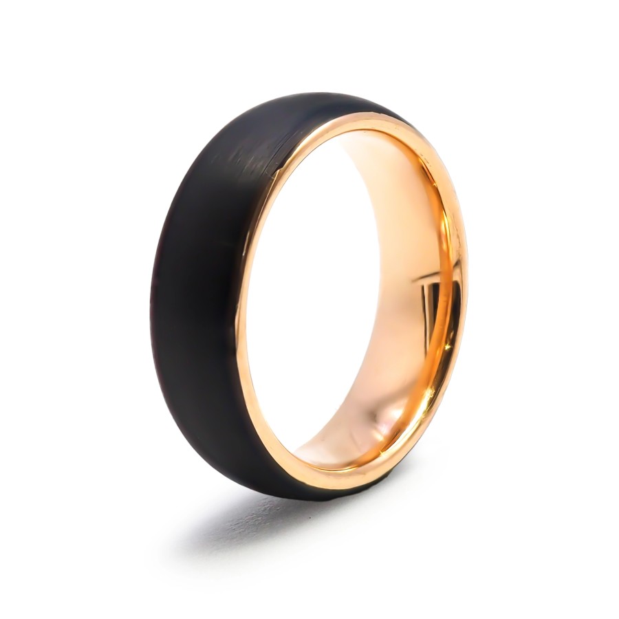 Bague tungstène - 2 tons - intérieur rosé - extérieur pvd noir fini...
