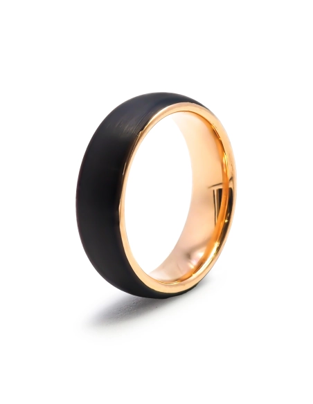 Bague tungstène - 2 tons - intérieur rosé - extérieur pvd noir fini...