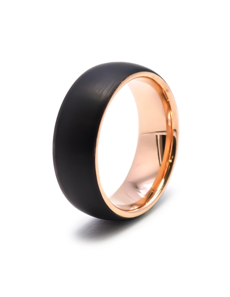 Bague tungstène - 2 tons - intérieur rosé - extérieur pvd noir fini...