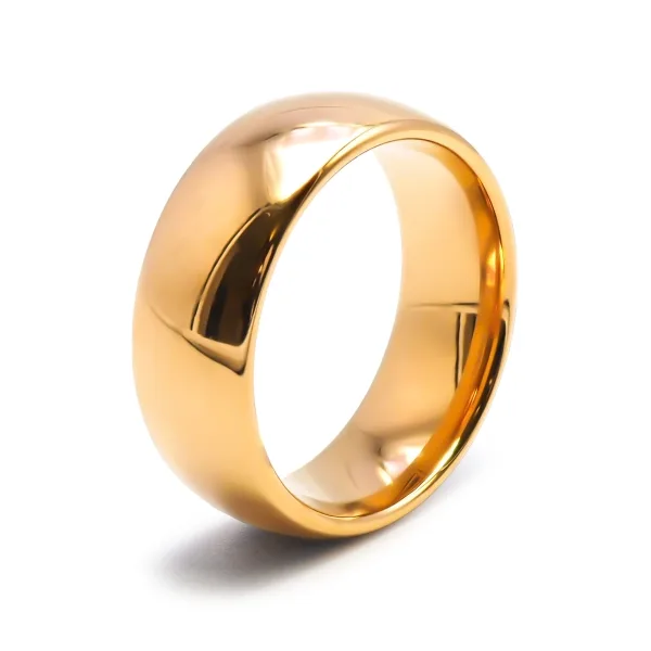 Alliance / Bague tungstène - PVD doré - intérieur confort - finitio...