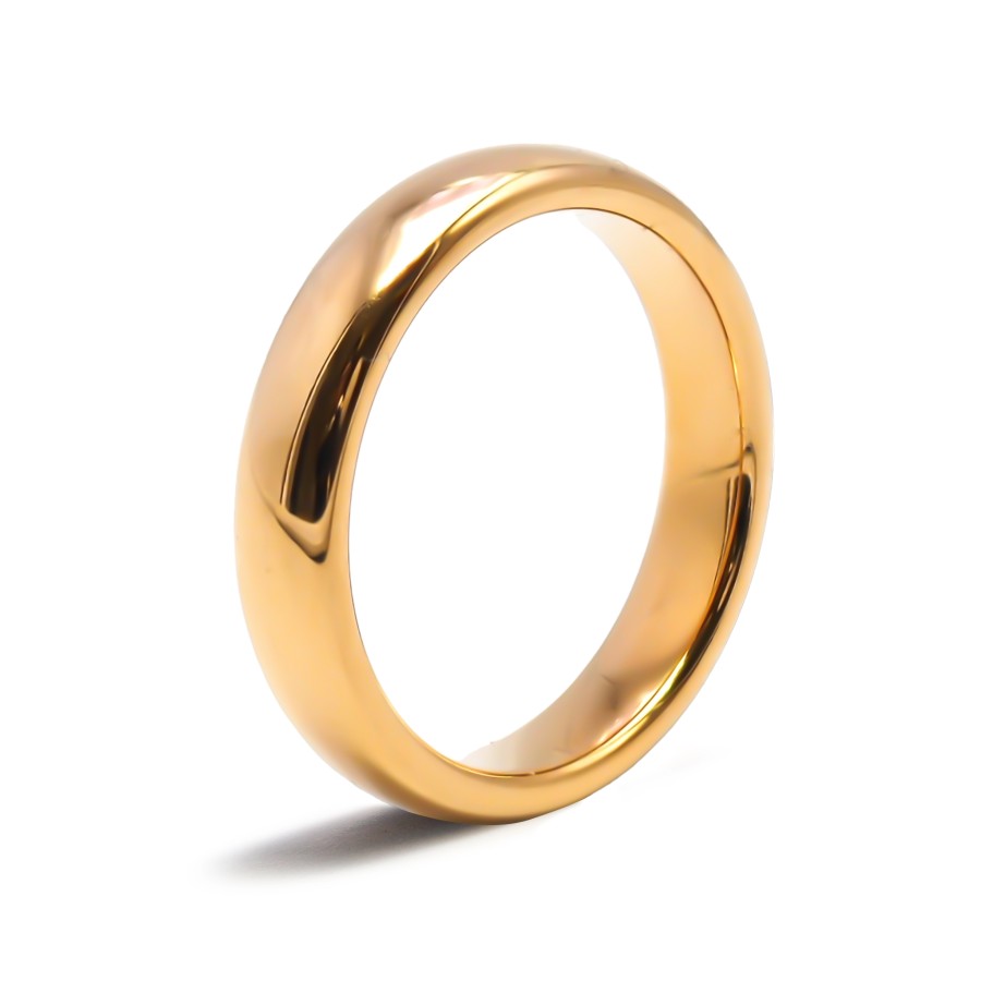 Alliance / Bague tungstène - PVD doré - intérieur confort - finitio...