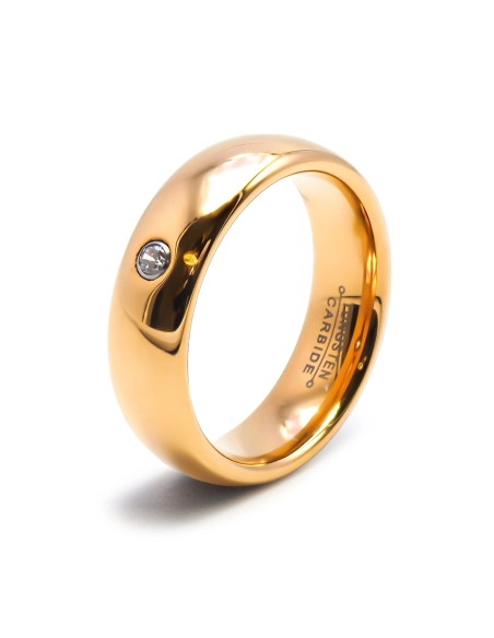 Alliance / Bague tungstène - PVD doré - intérieur confort - finitio...