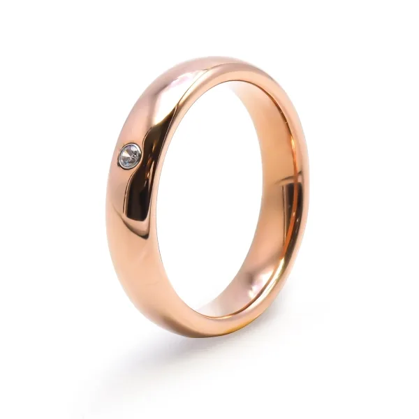 Alliance / Bague tungstène - PVD Rosé - intérieur confort - finitio...