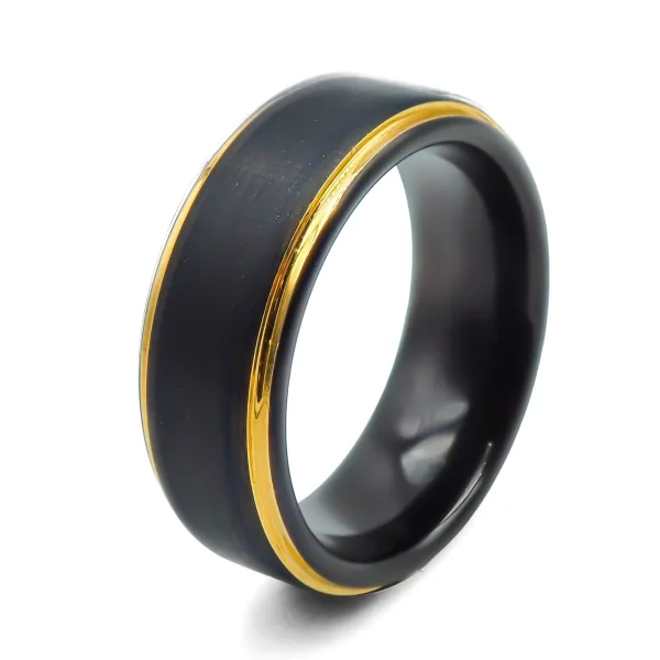 Bague Tungstène - PVD noir - intérieur confort - finition brossée -...