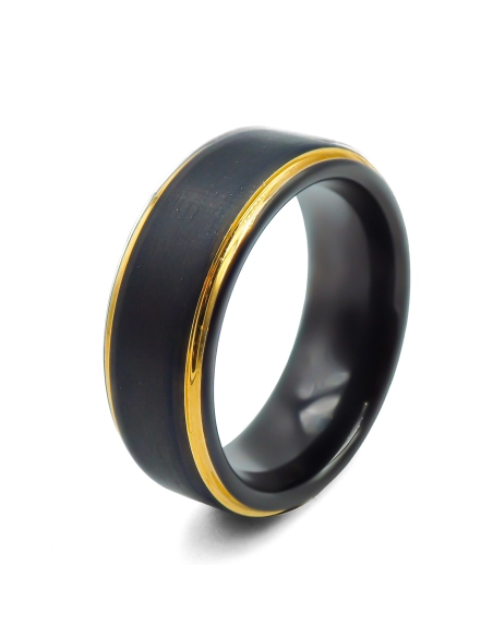 Bague Tungstène - PVD noir - intérieur confort - finition brossée -...