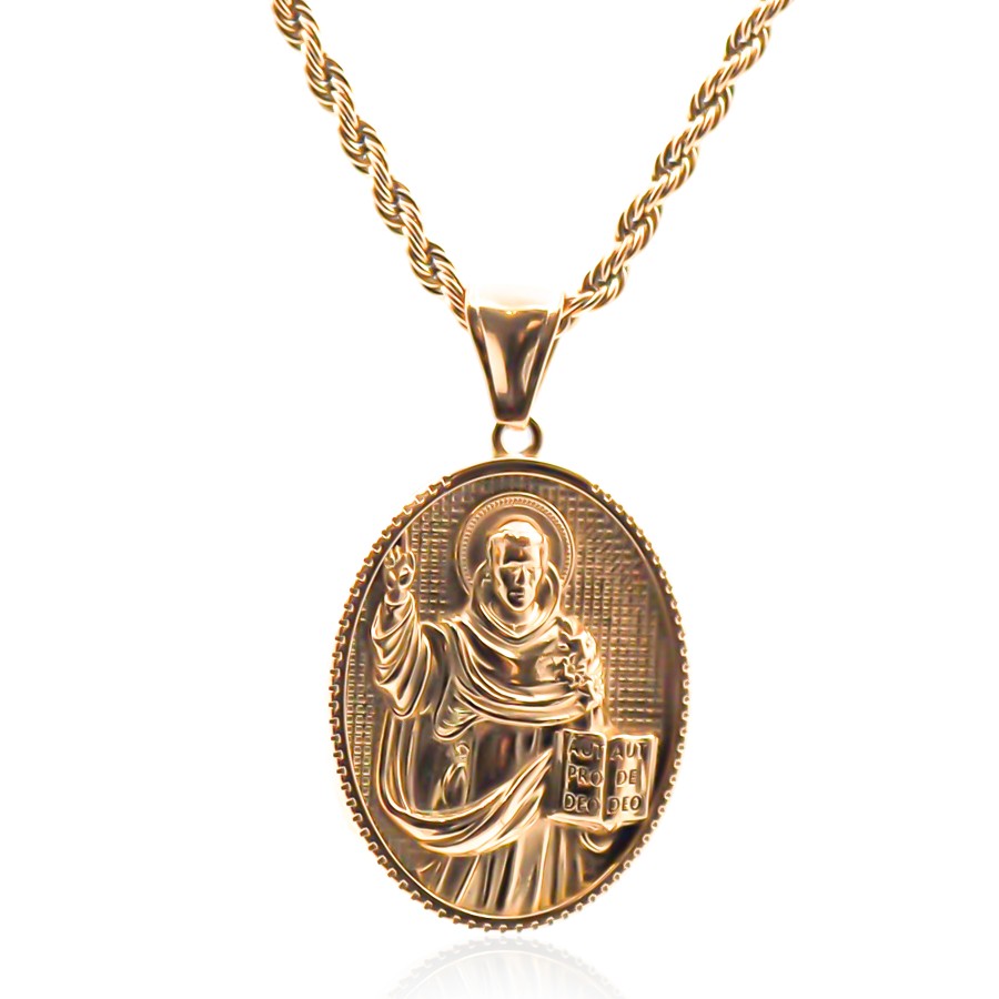 Collier en acier - doré - maille corde - pendentif 35x26x4mm - 45+1...