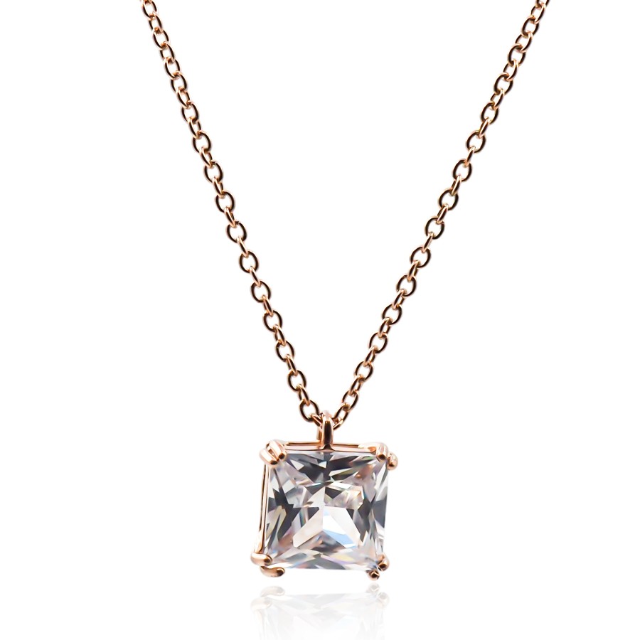 Collier en acier - rosé - maille forçat - pendentif 16x47x7mm - 40+...