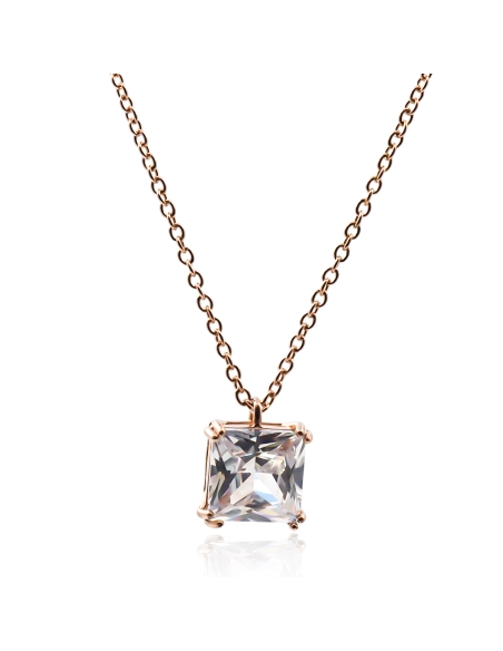 Collier en acier - rosé - maille forçat - pendentif 16x47x7mm - 40+...