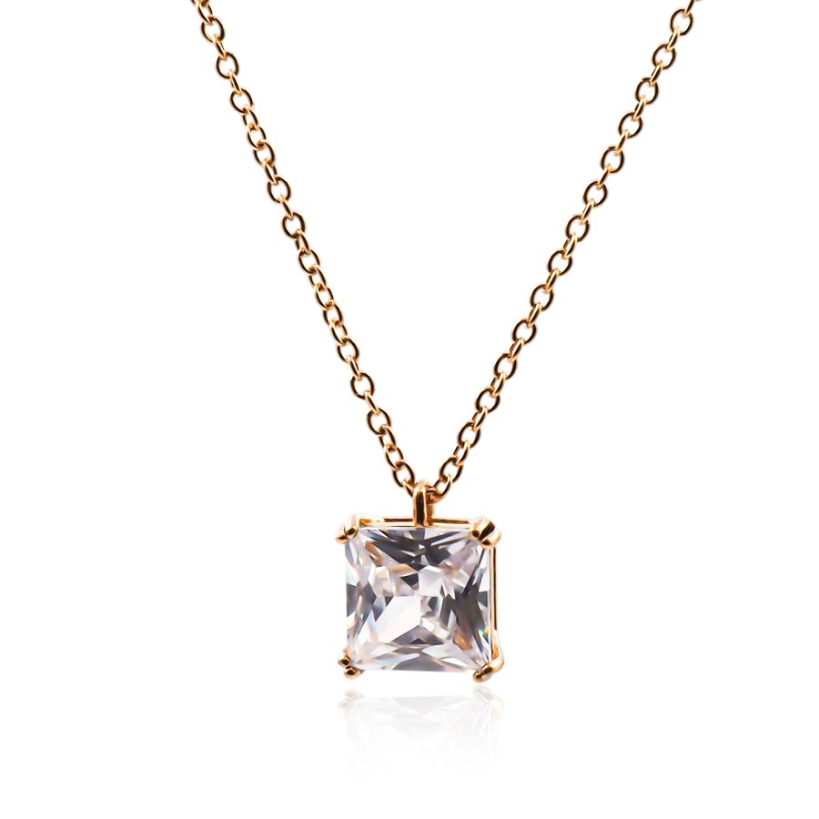 Collier en acier - doré - maille forçat - pendentif 16x47x7mm - 40+...