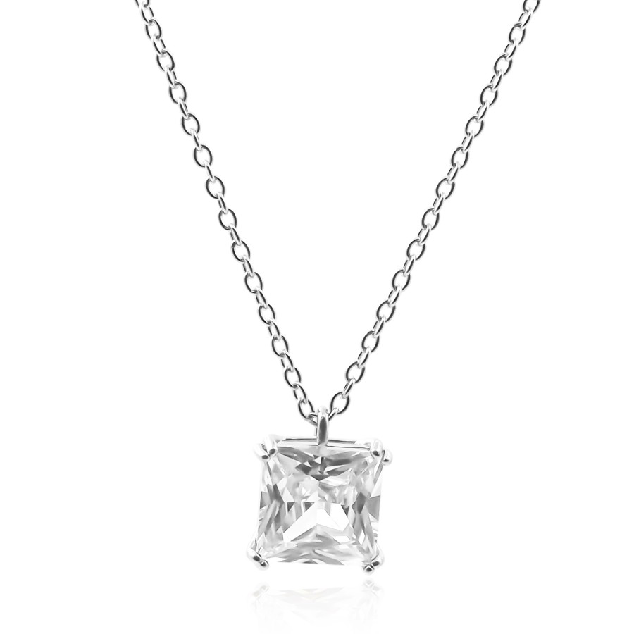 Collier en acier - couleur argent - maille forçat - pendentif 16x47...
