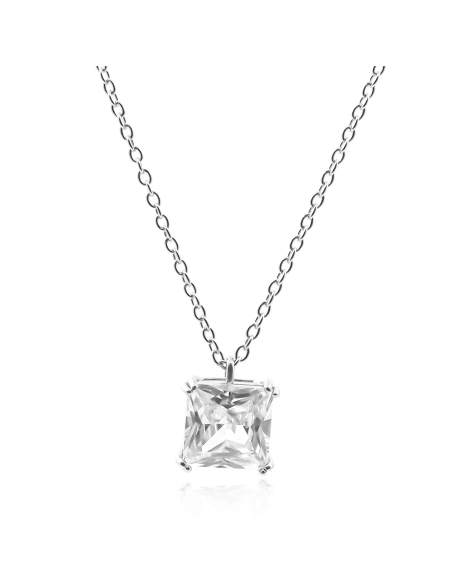 Collier en acier - couleur argent - maille forçat - pendentif 16x47...