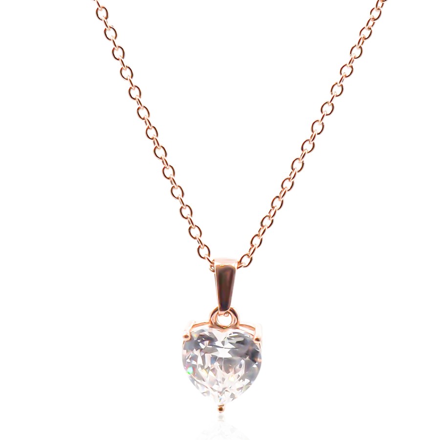 Collier en acier - rosé - maille forçat - pendentif coeur 16x12x8mm...