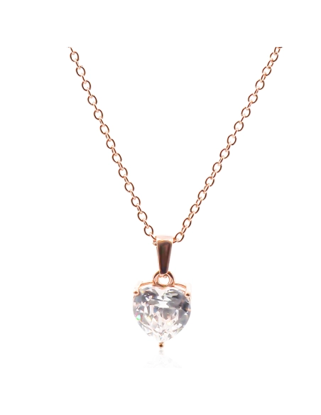 Collier en acier - rosé - maille forçat - pendentif coeur 16x12x8mm...