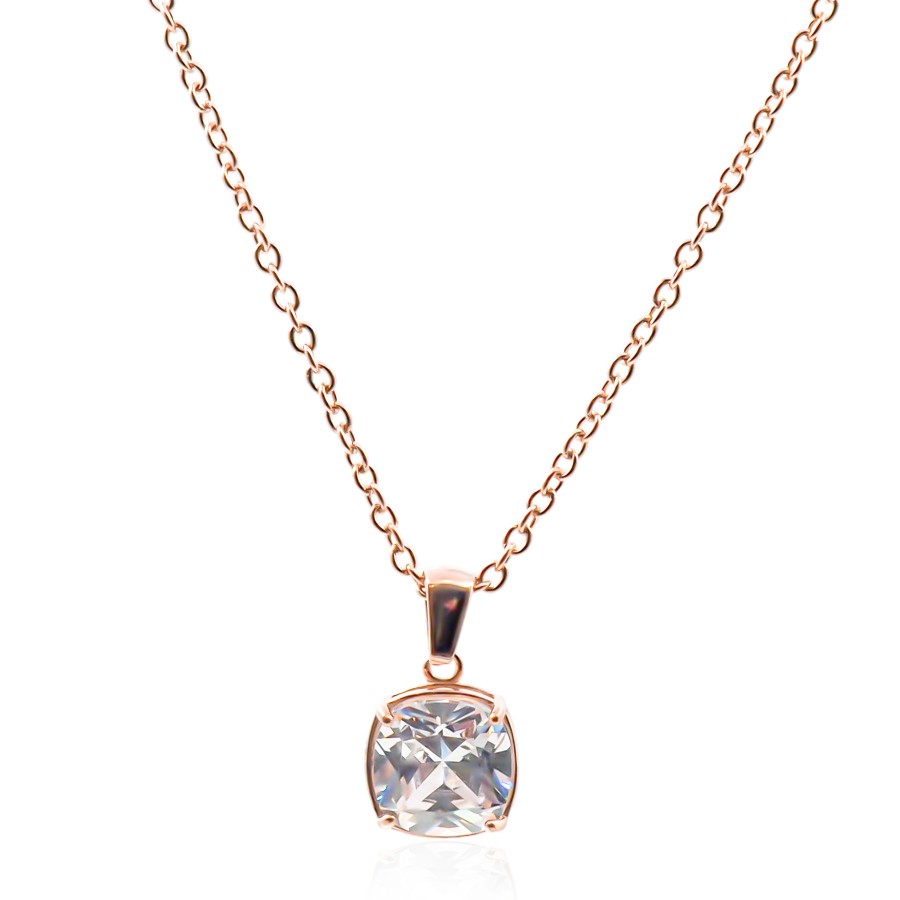 Collier en acier - rosé - maille forçat - pendentif 14x11x6mm - 38+...