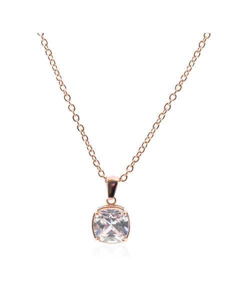 Collier en acier - rosé - maille forçat - pendentif 14x11x6mm - 38+...