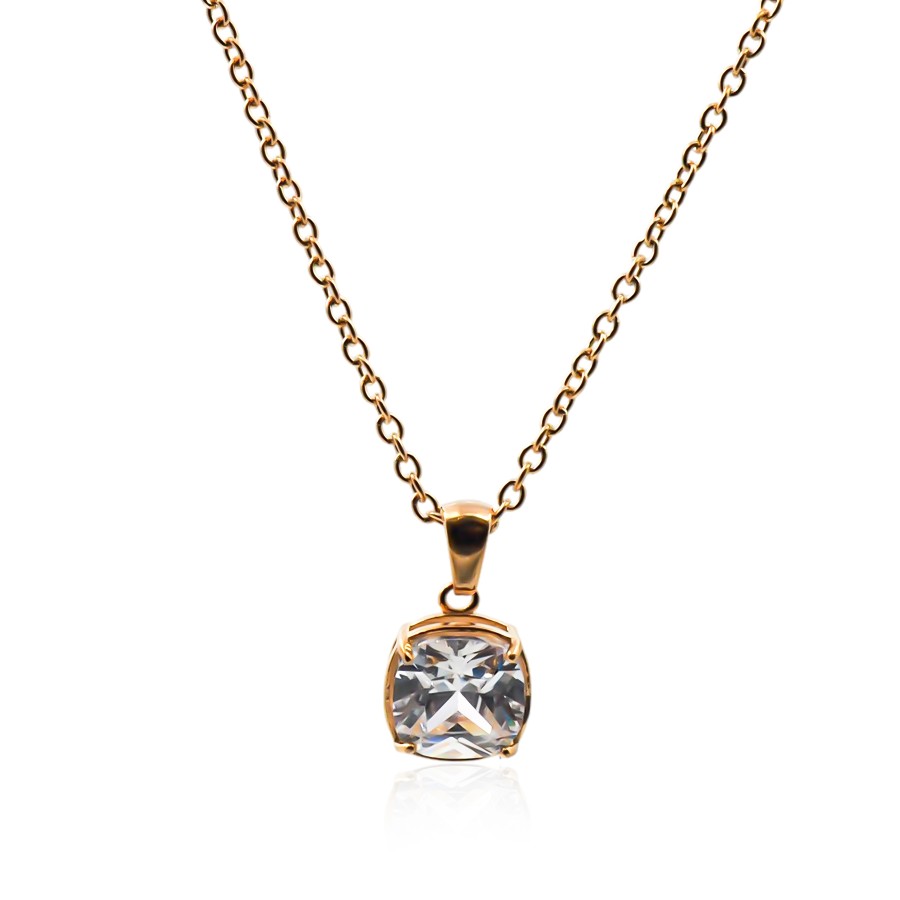 Collier en acier - doré - maille forçat - pendentif 14x11x6mm - 38+...
