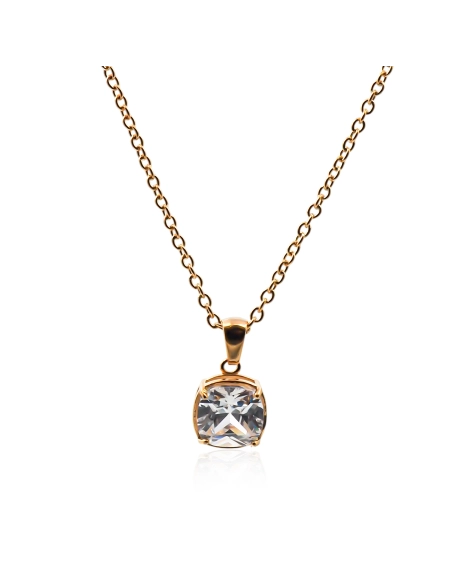 Collier en acier - doré - maille forçat - pendentif 14x11x6mm - 38+...