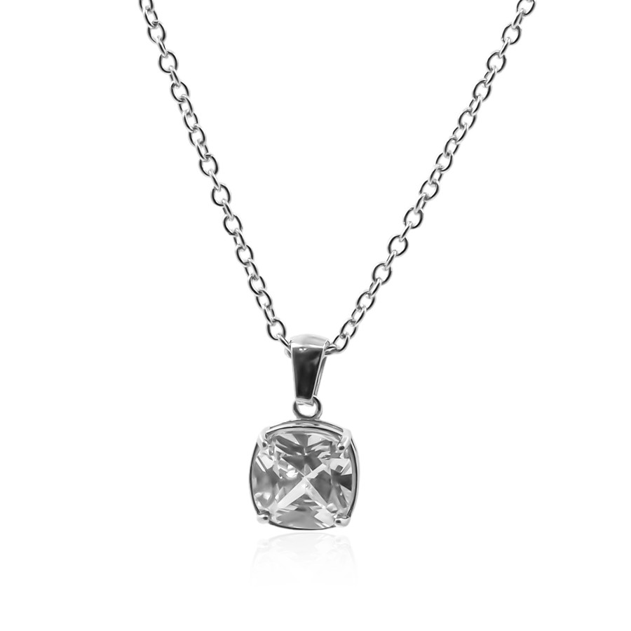 Collier en acier - couleur argent - maille forçat - pendentif 14x11...