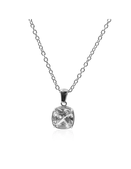 Collier en acier - couleur argent - maille forçat - pendentif 14x11...