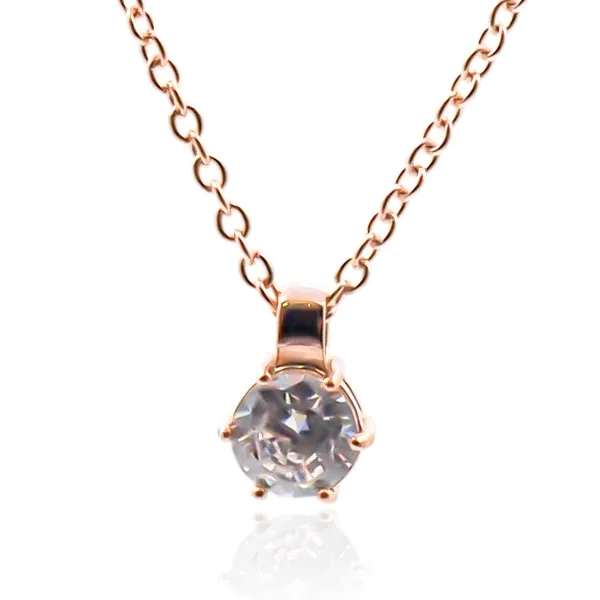 Collier en acier - rosé - maille forçat - pendentif 13x9x6mm - 38+7...