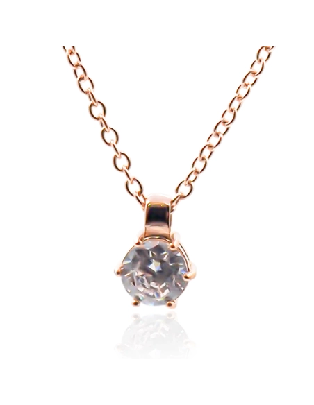 Collier en acier - rosé - maille forçat - pendentif 13x9x6mm - 38+7...