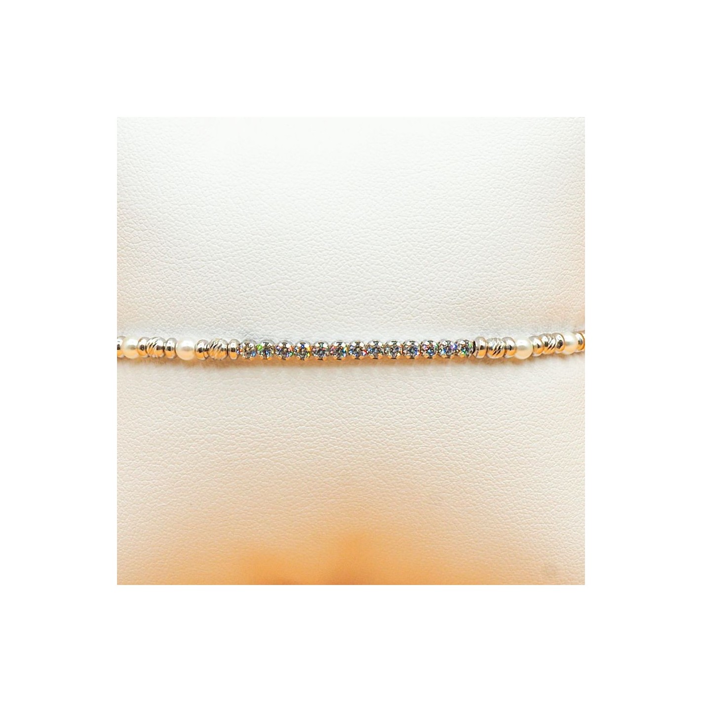 Bracelet KBC En Argent 925 Rhodié - Maille Forçat Et Boules - Neuf Avec étiquettes