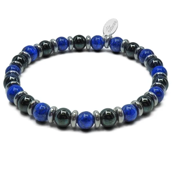 Bracelet lithothérapie "Bye Bye Blues" - Hématite - Lapis Lazuli - ...