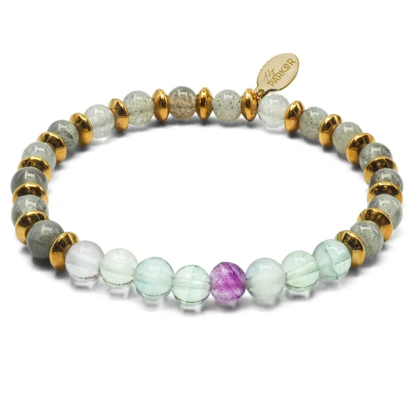 Bracelet lithothérapie "Bye Bye Fatigue" - Labradorite - Fluorite -...